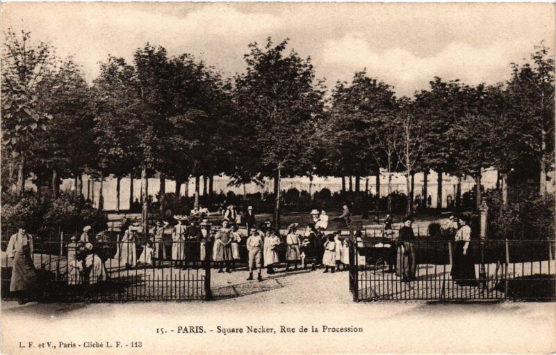 Carte postale ancienne Square Necker, rue de la Procession à Paris 15e