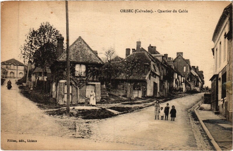 Carte postale ancienne Orbec Quartier du Cable à Orbec