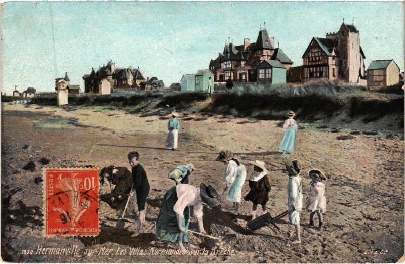 Carte postale ancienne Hermanville-sur-Mer Les Villas Normandes sur la Breche à Hermanville-sur-Mer