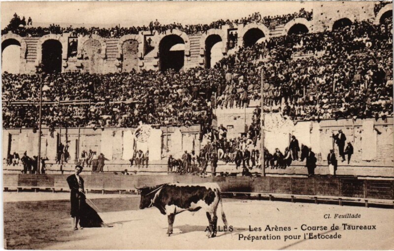 Carte postale ancienne Arles Les Arenes - Course de Taureaux à Arles