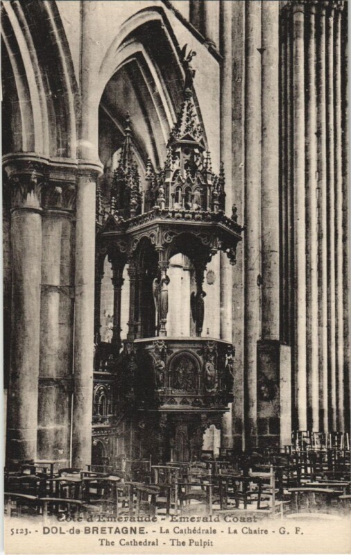 Carte postale ancienne Dol de Bretagne La Cathedrale , La Chaire à Dol-de-Bretagne