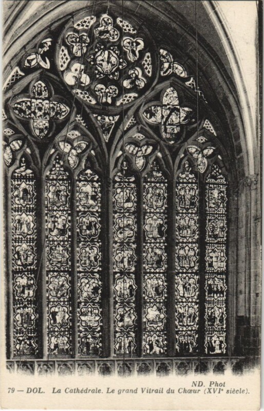 Carte postale ancienne Dol de Bretagne La Cathedrale , Grand Vitrail à Dol-de-Bretagne