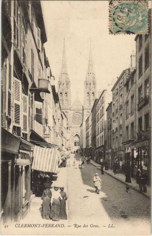 Carte postale ancienne Clermont Ferrand Rue des Gras à Clermont-Ferrand