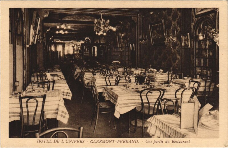 Carte postale ancienne Clermont Ferrand hotel de l'Univers, restaurant à Clermont-Ferrand