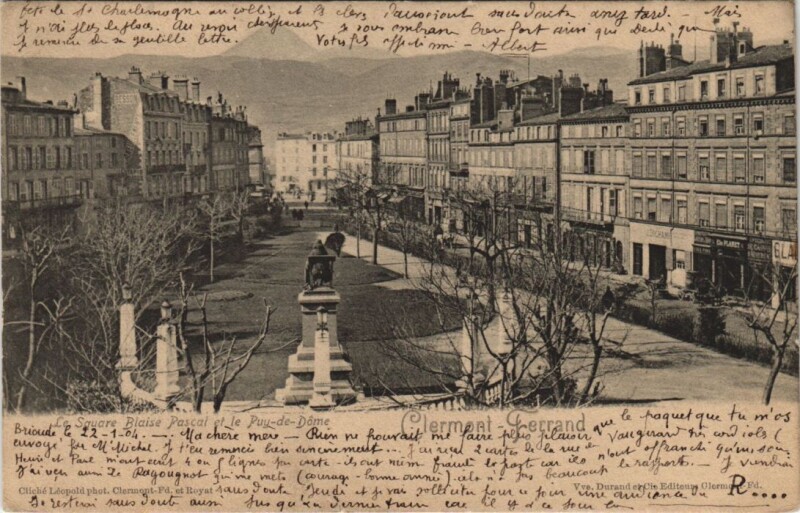 Carte postale ancienne Clermont Ferrand Square Blaise Pascal à Clermont-Ferrand