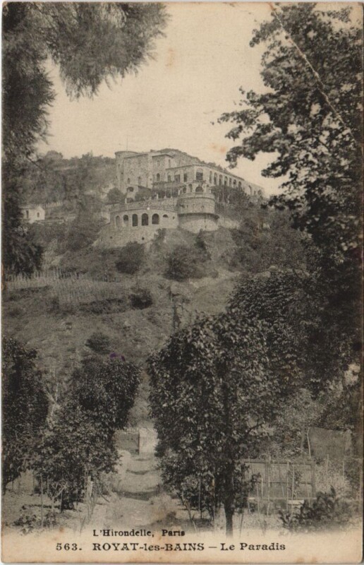Carte postale ancienne Royat Le Paradis et Hotel de France à Royat