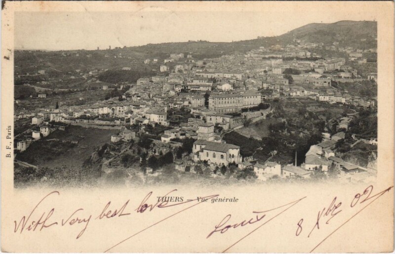 Carte postale ancienne Thiers vue generale à Thiers