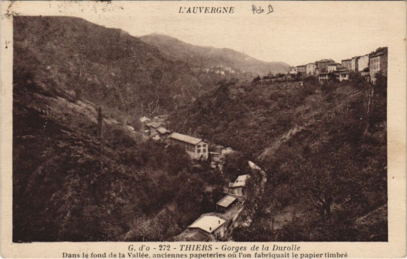 Carte postale ancienne Thiers Gorges de la Durolle à Thiers