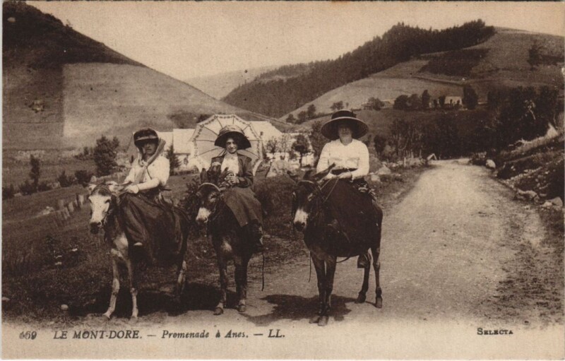 Carte postale ancienne Le Mont Dore Promenade a Anes à Mont-Dore
