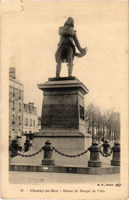 Carte postale ancienne Choisy le Roi Statue de Rouget de Lisle France à Choisy-le-Roi
