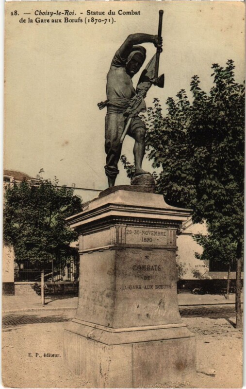 Carte postale ancienne Choisy le Roi Statue du Combat de la Gare aux Boeufs France à Choisy-le-Roi