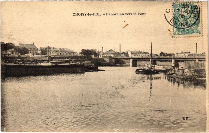 Carte postale ancienne Choisy le Roi Panorama vers le Pont France à Choisy-le-Roi