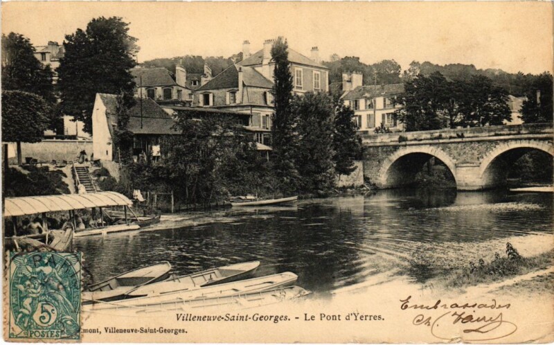 Carte postale ancienne Villeneuve St.Georges Le Pont d'Yerres France