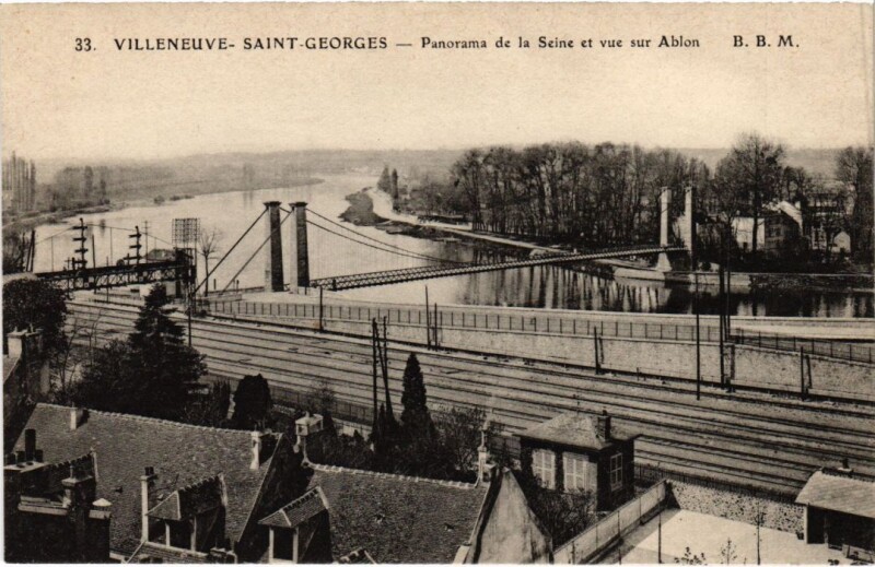 Carte postale ancienne Villeneuve St.Georges Panorama de la Seine et v s Ablon France