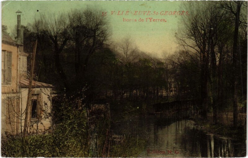 Carte postale ancienne Villeneuve St.Georges Bords de l'Yerres France