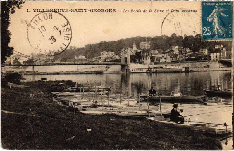 Carte postale ancienne Villeneuve St.Georges Les Bords de la Seine France