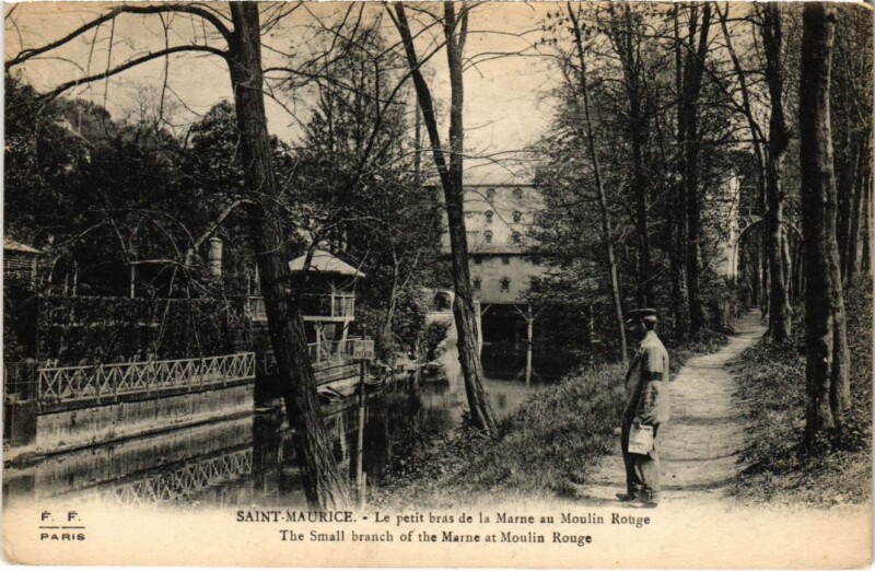 Carte postale ancienne St.Maurice Le petit bras de la Marne au Moulin Rouge France