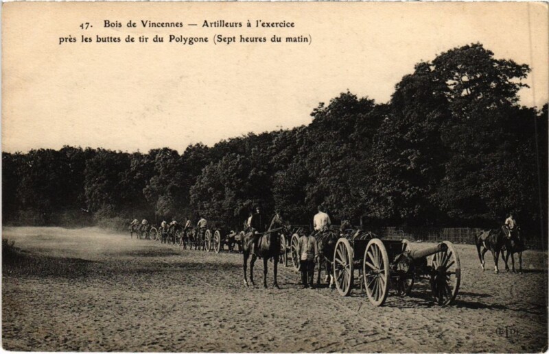 Carte postale ancienne Vincennes Artilleurs a l'exercice France à Vincennes