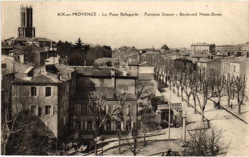 Carte postale ancienne Aix-en-Provence La Place Bellegarde - Fontaine Granet à Aix-en-Provence