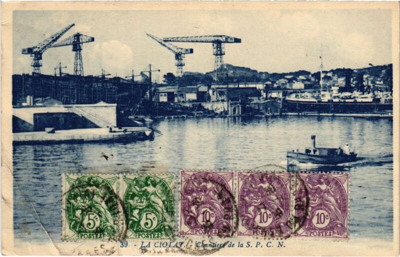 Carte postale ancienne La Ciotat Chantiers de la S. P. C. N. à La Ciotat