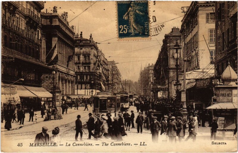 Carte postale ancienne Marseille La Cannebiere à Marseille