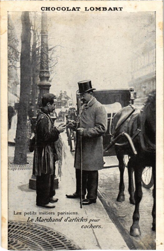 Carte postale ancienne Paris Petits Metiers Le Marchand d'articles pour cochers