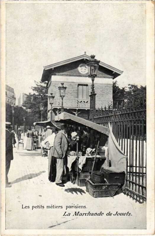Carte postale ancienne Les petits métiers parisiens - La Marchande de Jouets à Paris 19e