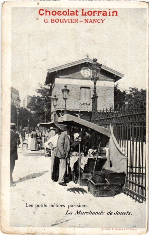 Carte postale ancienne Les petits métiers parisiens - La Marchande de Jouets à Paris 19e