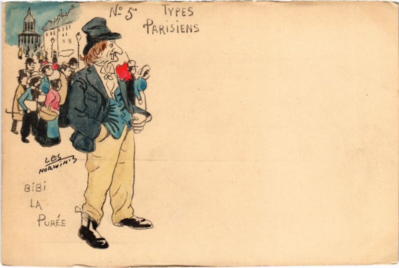 Carte postale ancienne Paris Types Parisiens Bibi la Puree
