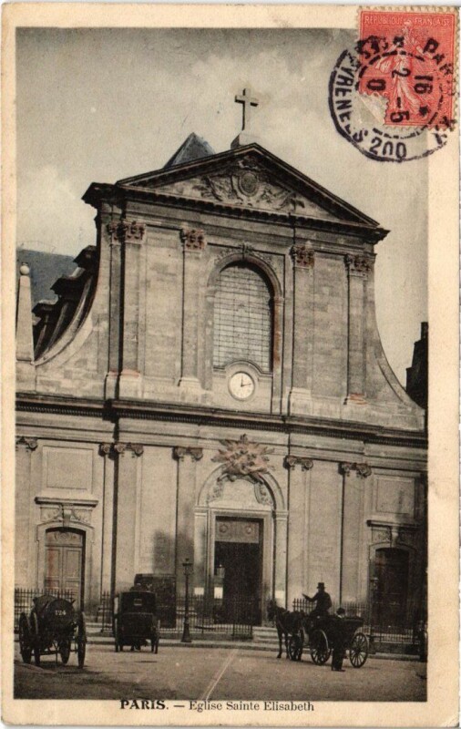 Carte postale ancienne Paris 3e Eglise Sainte-Elisabeth à Paris 3e