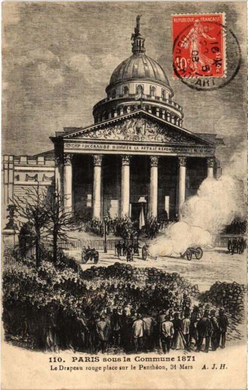 Carte postale ancienne Paris 5e sous la Commune 1871 sur la Pantheon à Paris 5e
