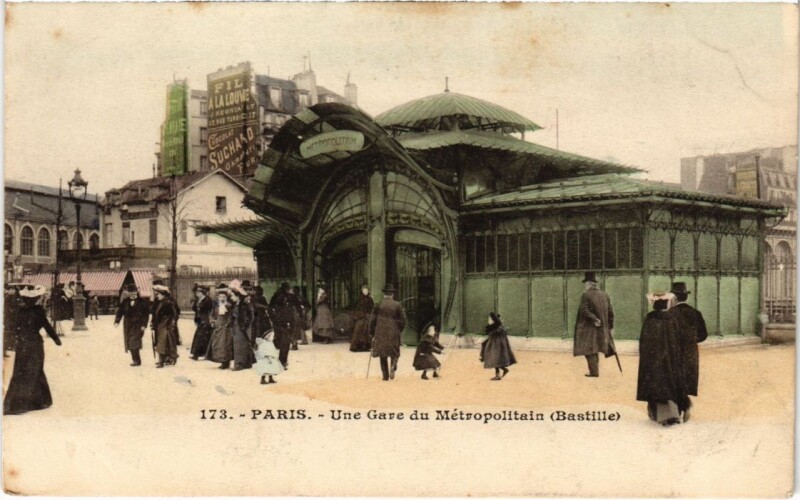 Carte postale ancienne Paris 12e Gare du Metropolitain Bastille Tinted à Paris 12e