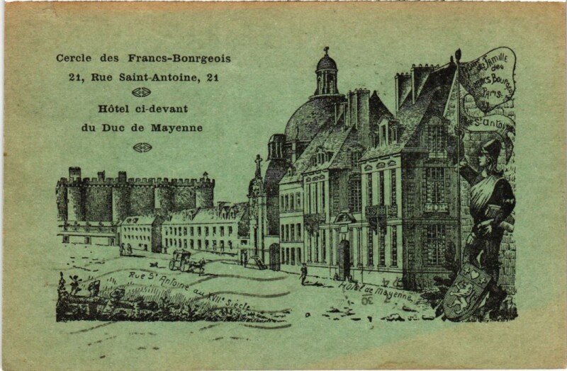 Carte postale ancienne Paris 4e 21, Rue Saint-Natoine Cercle des Francs-Bourgeois à Paris 4e