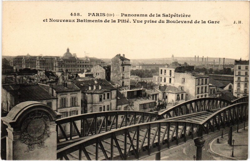 Carte postale ancienne Paris 13e la salpetriere Panorama à Paris 13e