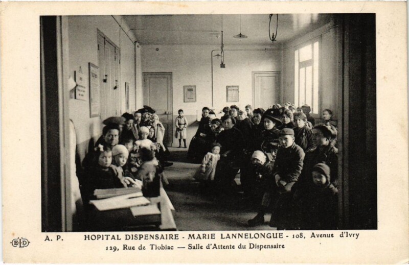 Carte postale ancienne Paris 13e Hopital Dispensaire Marie-Lannelongue 129, Rue Tolbiac à Paris 13e