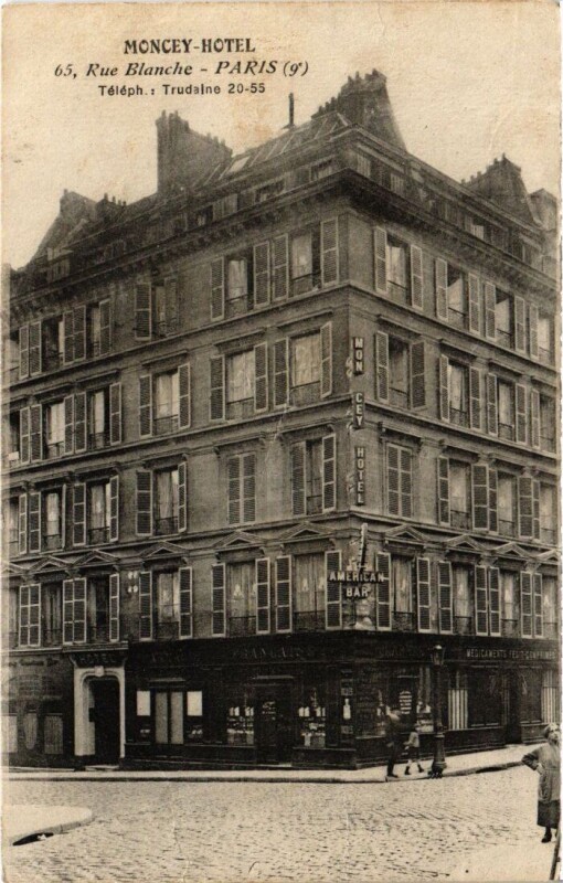Carte postale ancienne Paris 9e 65, Rue Blanche Moncey Hotel à Paris 9e