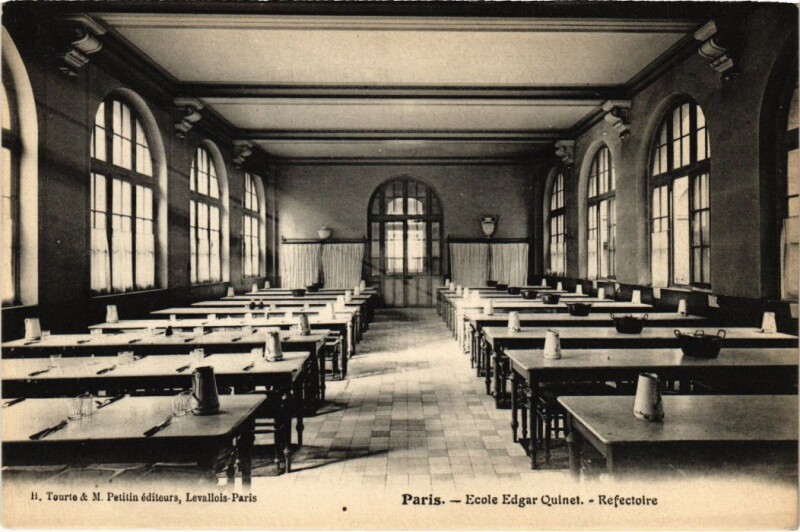 Carte postale ancienne Ecole Edgar Quinet - Réfectoire à Paris 9e