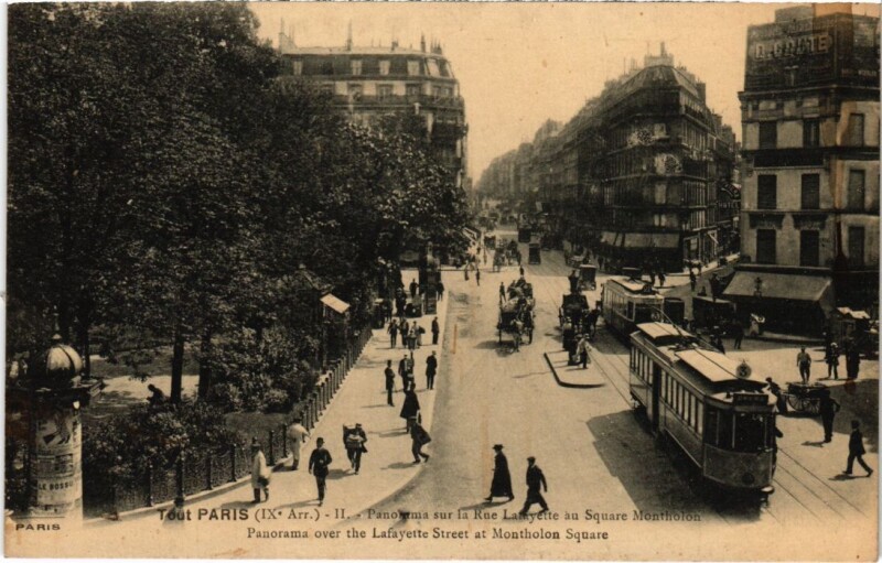 Carte postale ancienne Tout Paris 9e Rue Lafayette Square Montholon F. Fleury à Paris 9e