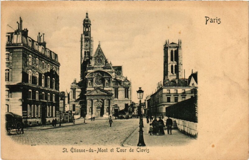 Carte postale ancienne Saint-Etienne-du-Mont Tour de Clovis à Paris 5e