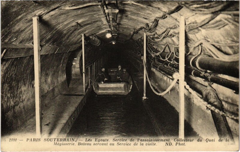 Carte postale ancienne Paris Souterrain Les Egouts Services de l'Assainissement