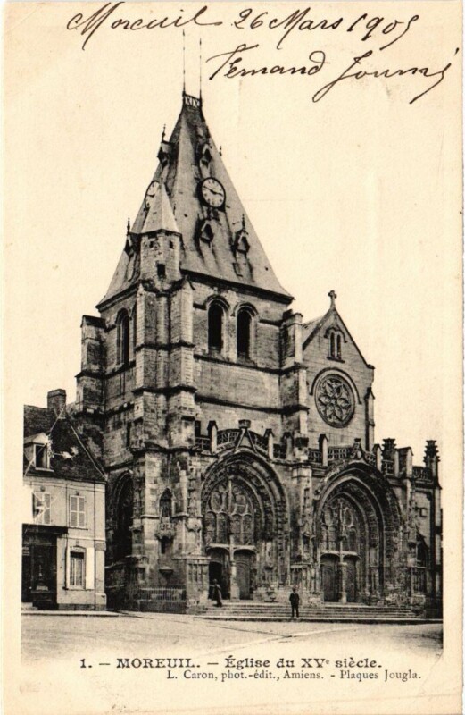 Carte postale ancienne Moreuil Eglise du Xv. Siecle à Moreuil
