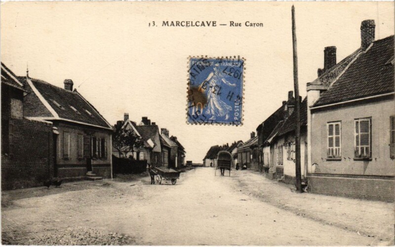 Carte postale ancienne Marcelcave Rue Caron à Marcelcave