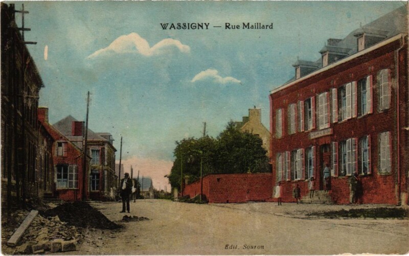 Carte postale ancienne Wassigny Rue Maillard
