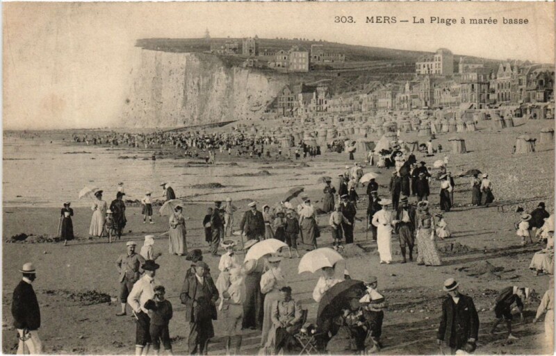 Carte postale ancienne Mers-les-Bains La Plage a Maree Basse à Mers-les-Bains