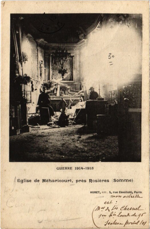 Carte postale ancienne Meharicourt Eglise - Interieur