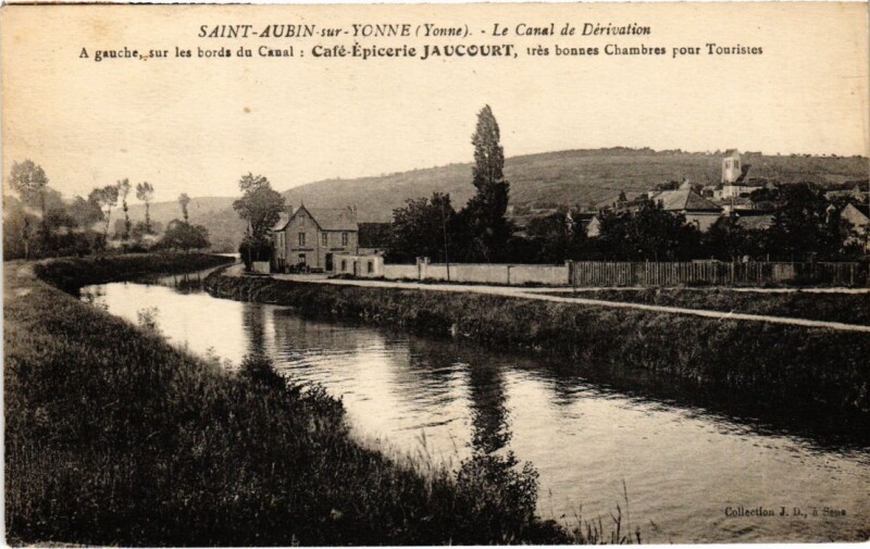 Carte postale ancienne Saint-Aubin-sur-Yonne Le Canal de Derivation