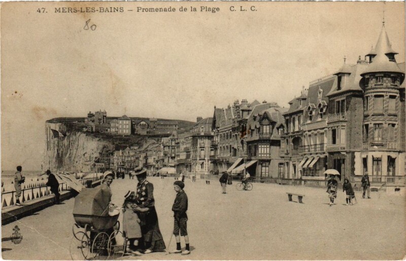 Carte postale ancienne Mers-les-Bains Promenade de la Plage à Mers-les-Bains