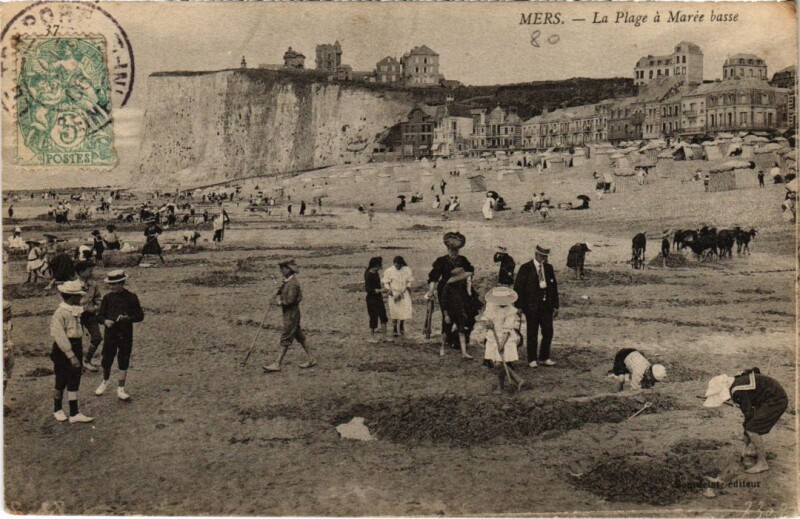 Carte postale ancienne Mers-les-Bains La Plage a Maree Basse à Mers-les-Bains