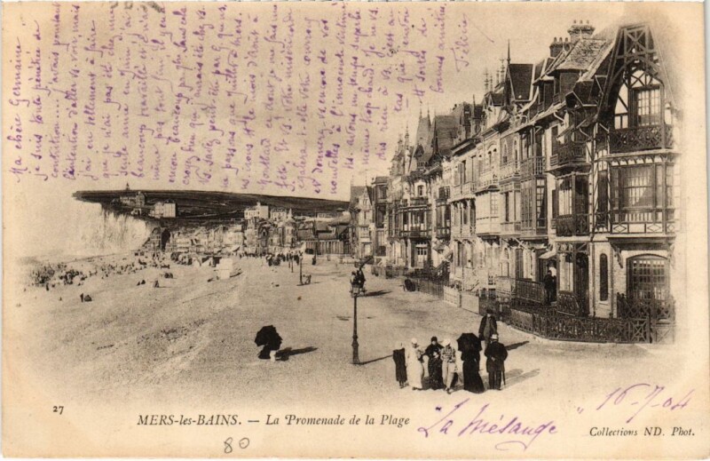 Carte postale ancienne Mers-les-Bains La Promenade de la Plage à Mers-les-Bains