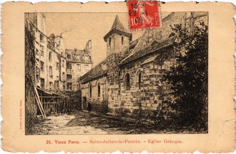 Carte postale ancienne Vieux Paris Saint-Julien-le-Pauvre Eglise Grecque